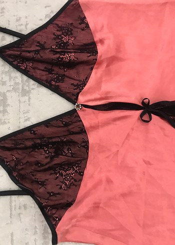 İnce Askılı Midi Parlak saten dantel detaylı gecelik - Görsel 14