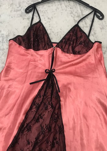 İnce Askılı Midi Parlak saten dantel detaylı gecelik - Görsel 4