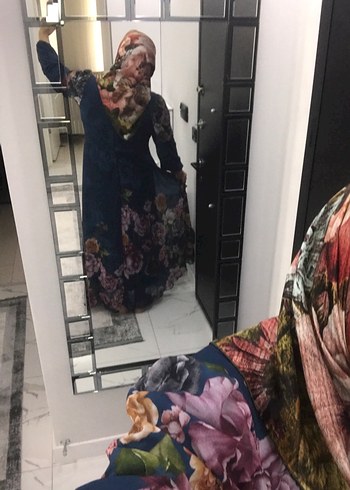 Şifon İpek tesettür elbise kolları dahil tam boy astarıdır . - Görsel 7