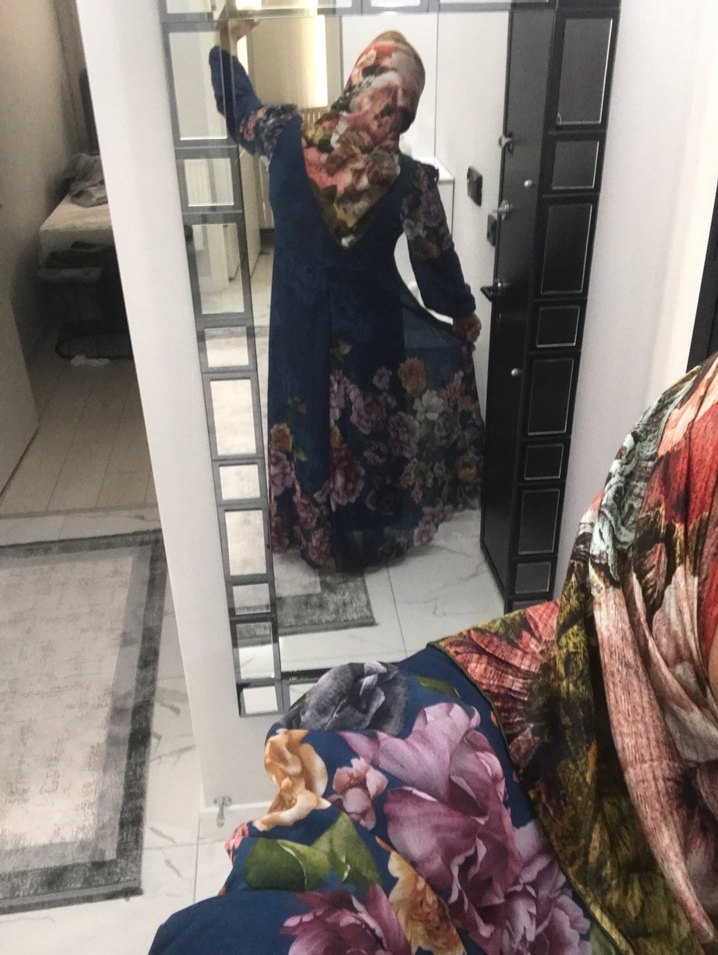 Şifon İpek tesettür elbise kolları dahil tam boy astarıdır . - Görsel 4