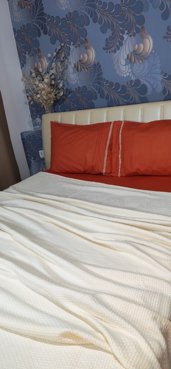 Nakışlı Parlak kiremit renginde Nevresim Takımı - Görsel 2