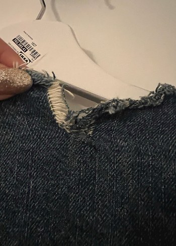 38 Beden mavi Renk Kadın Lacivert Baskılı Grunge Denim Ceket