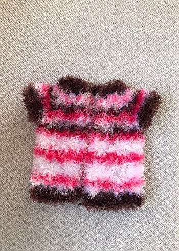 Pembe Kız Çocuk Örgü Kolsuz Yelek - Görsel 3