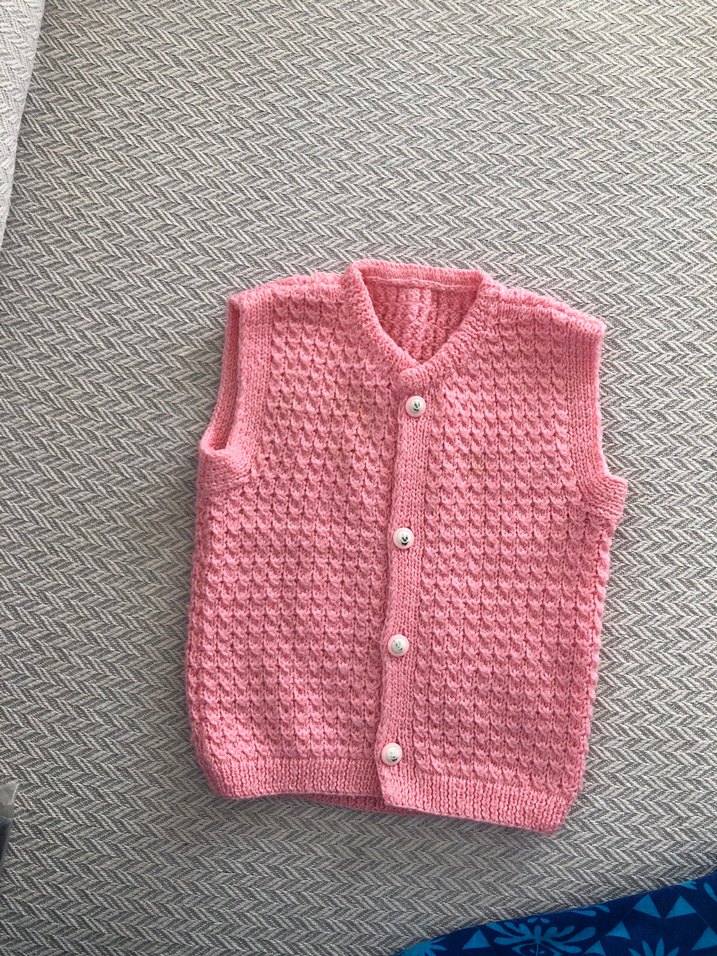 Pembe Kız Çocuk Örgü Kolsuz Yelek - Görsel 2