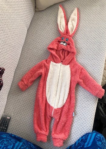 Pembe Kürklü Kız Bebek Tulumu Kapüşonlu - Görsel 2