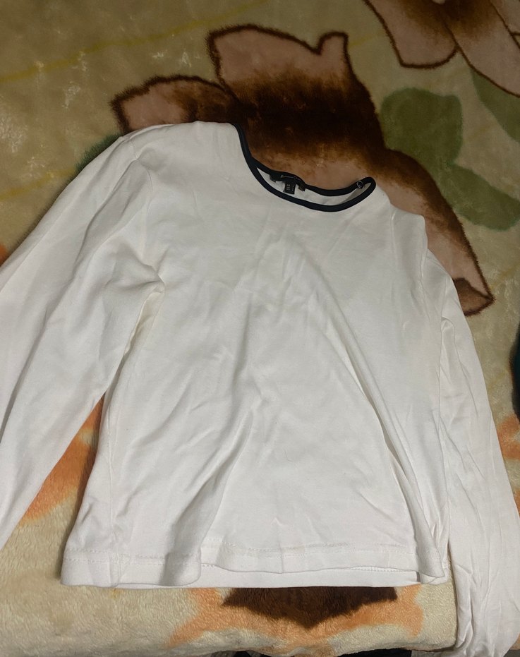 Beyaz Uzun Kollu Pamuklu Kadın Tişört - Görsel 2