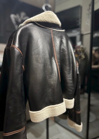 Kahverengi Kürklü Deri Biker Ceket