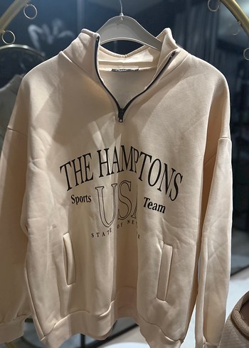 Diğer Yarım Fermuarlı Bej Kadın Sweatshirt