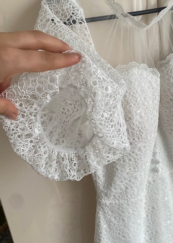 Gelinlik Modern Klasik Midi Mini Beyaz nikah elbisesi