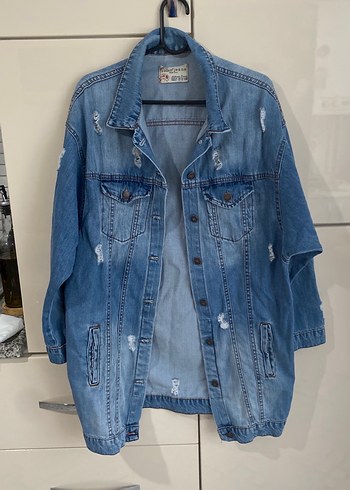Robin jeansDüğmeli Mavi Midi Denim Ceket
