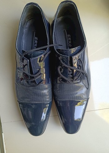 Lacivert Parlak Yılan Desenli Erkek Klasik Ayakkabı - Görsel 2