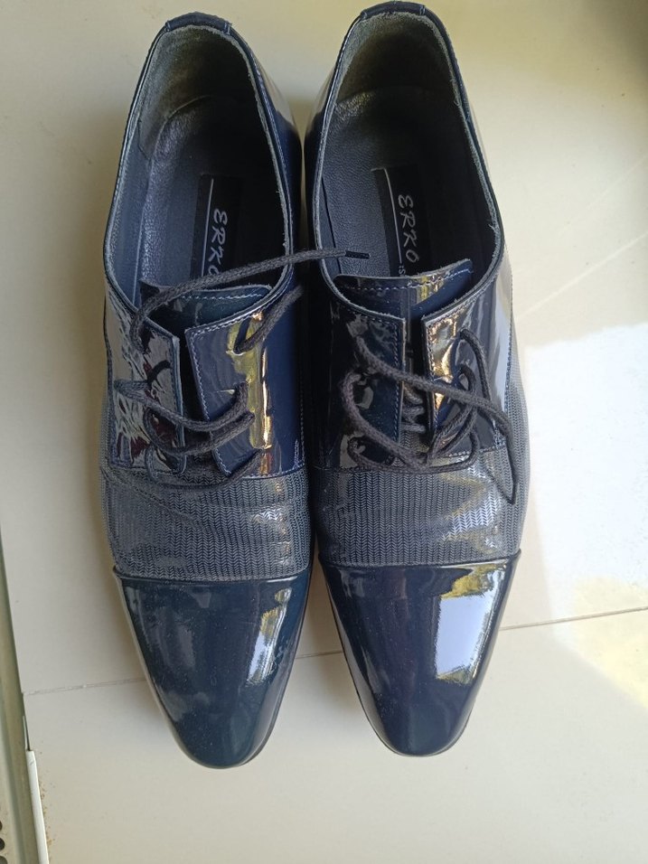 Lacivert Parlak Yılan Desenli Erkek Klasik Ayakkabı - Görsel 2