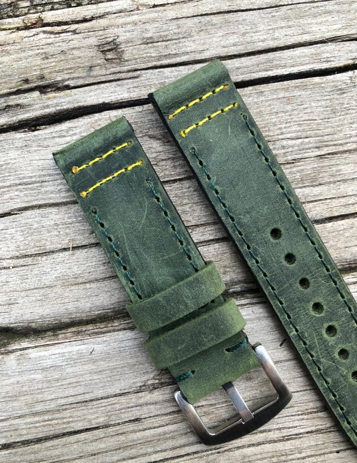 Yeşil Vintage Erkek Saat Kayışı - Görsel 2