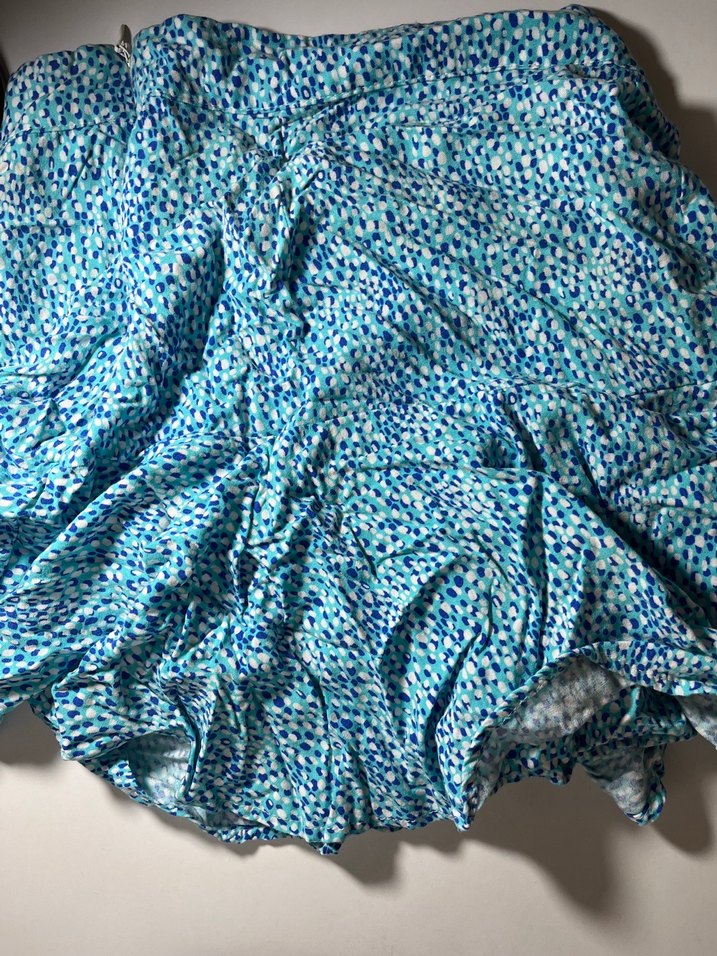 Mavi Renkli Volanlı Mini Etek - Görsel 2