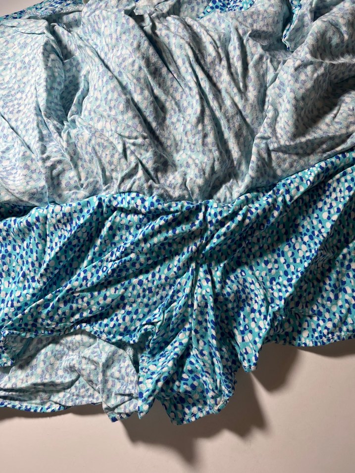 Mavi Renkli Volanlı Mini Etek - Görsel 3