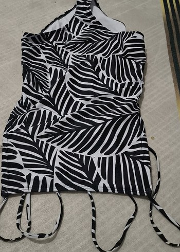 Kadın Uzun Siyah Zebra Desenli Mayo - Görsel 2