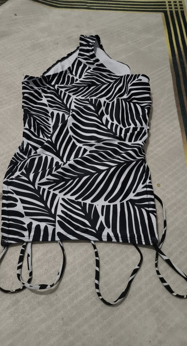 Kadın Uzun Siyah Zebra Desenli Mayo - Görsel 2