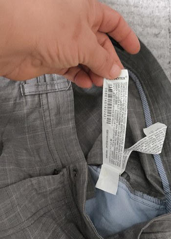 Zara Gri Kareli Keten erkek pantolonu