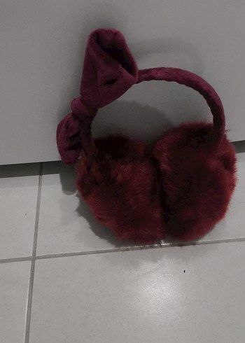 Bordo Kürklü Kadın Kulaklık