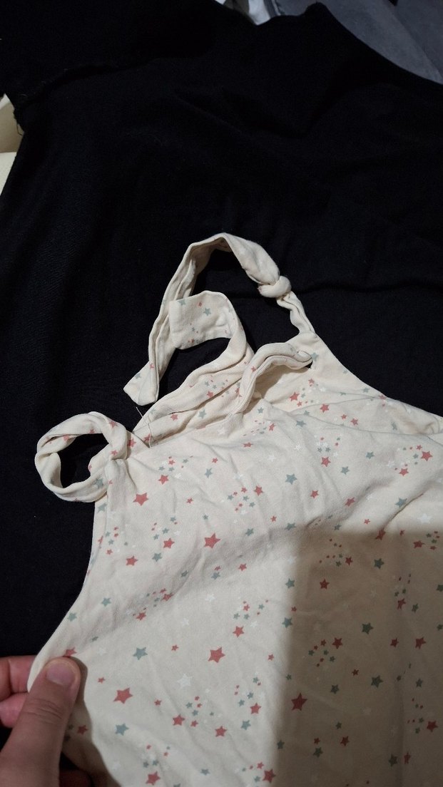 Pastel Yıldız Desenli Beyaz askılı çıtçıtlı bebek tulumu - Görsel 4