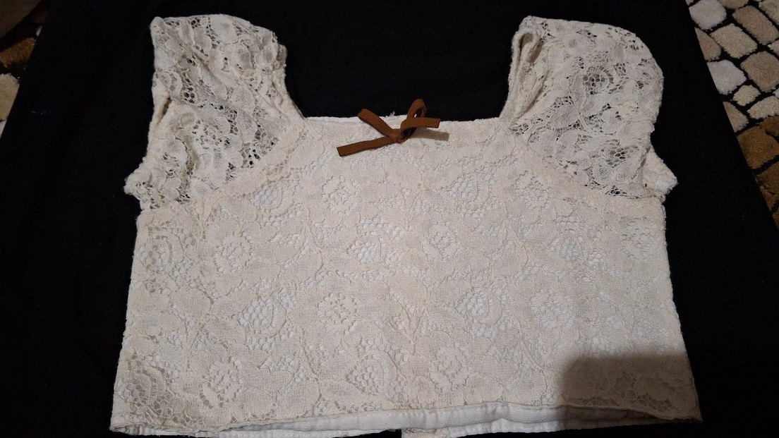 Kız Çocuk Bej Dantelli Bohem Bolero - Görsel 2