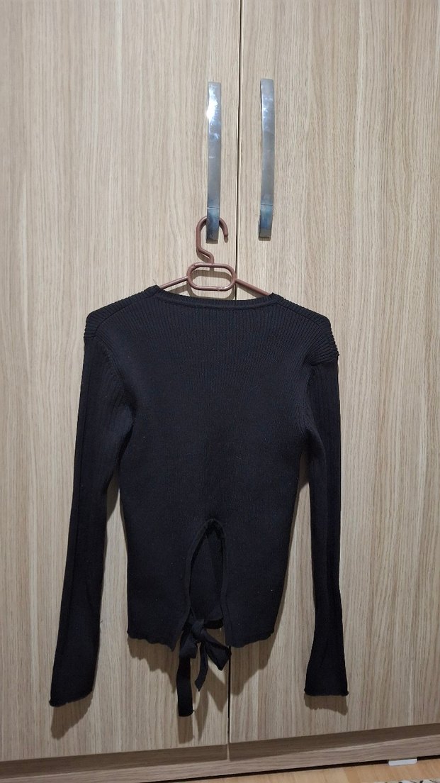 Siyah Uzun Kollu Kadın Sweatshirt - Görsel 4