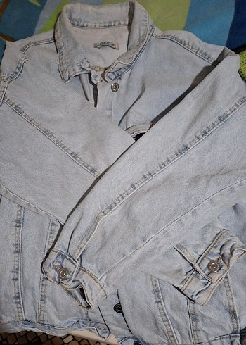 Düğmeli Gri Denim Kadın Ceket - Görsel 2