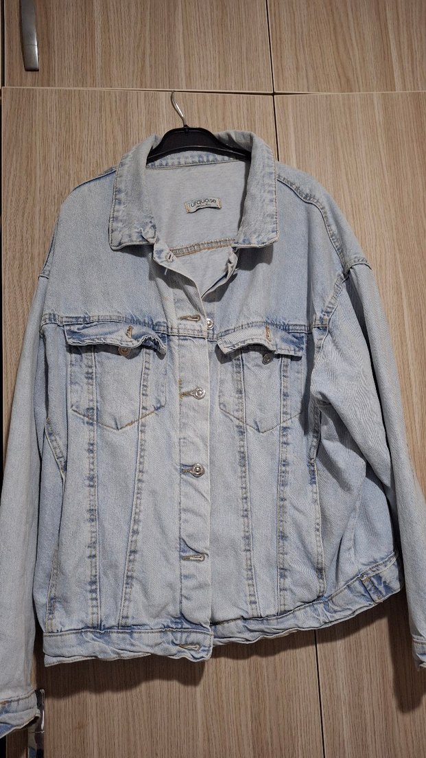 Düğmeli Gri Denim Kadın Ceket - Görsel 5