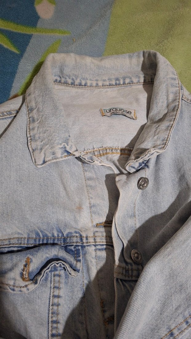 Düğmeli Gri Denim Kadın Ceket - Görsel 4