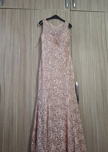 toz pembe pullu abiye - Görsel 3