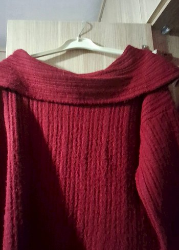 Bordo Yüksek Yakalı Triko Kadın Kazak - Görsel 4