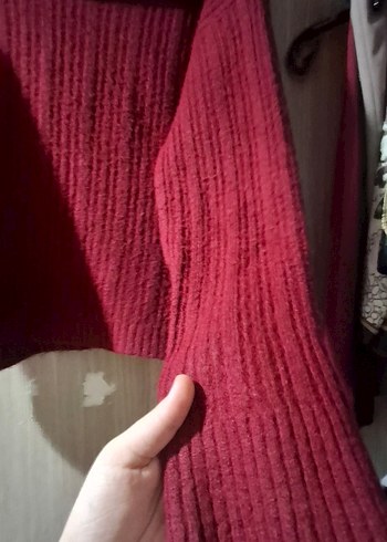 Bordo Yüksek Yakalı Triko Kadın Kazak - Görsel 2