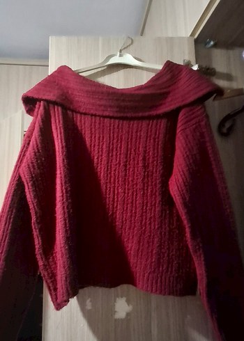 Bordo Yüksek Yakalı Triko Kadın Kazak - Görsel 3