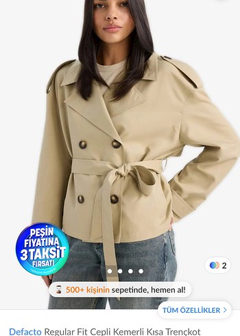 Defacto Kemerli Bej Kadın Trençkot