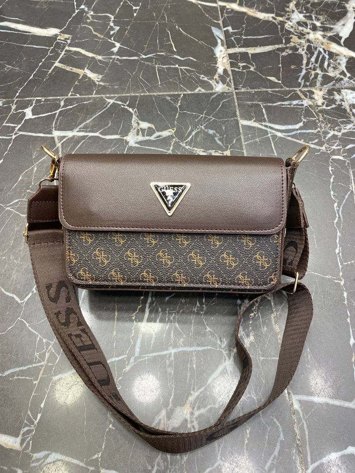 Kahverengi Deri Baskılı Kadın Çanta - Görsel 4