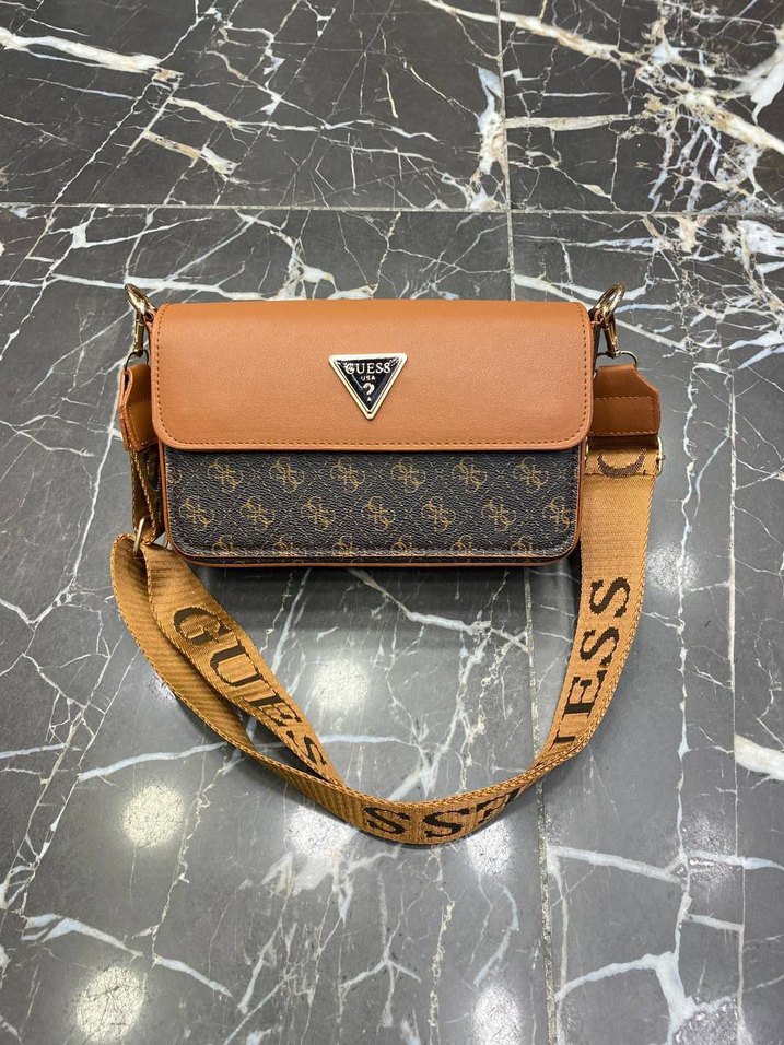 Kahverengi Deri Baskılı Kadın Çanta - Görsel 2