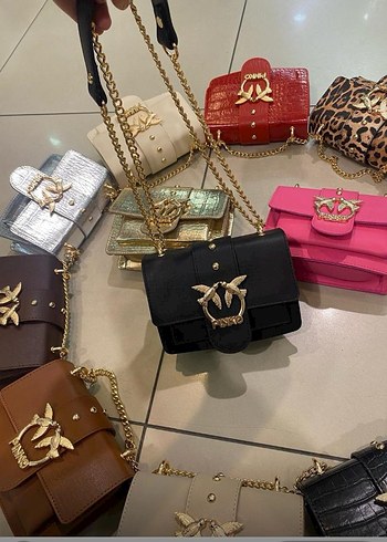 PINKO Siyah Deri Tokalı Kadın Çanta - Görsel 7