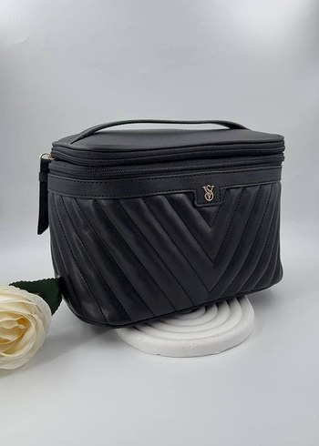 Kadın Siyah Deri Nakışlı Makyaj Çantası - Görsel 14