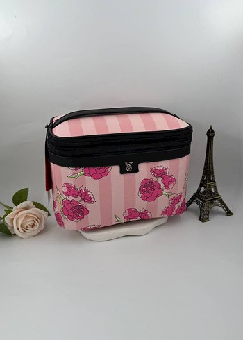 Kadın Siyah Deri Nakışlı Makyaj Çantası - Görsel 7