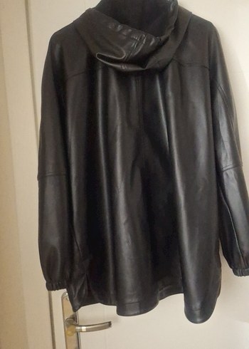 Siyah Deri Fermuarlı Salaş Ceket - Görsel 2