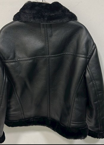 Bershka Siyah Kürklü Deri Biker Ceket
