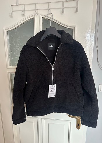 s Beden Siyah Erkek Peluş Fermuarlı Ceket