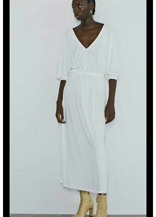 Zara M beden beyaz elbise 