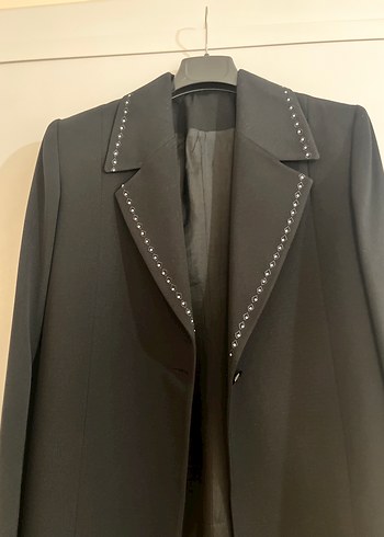 38 Beden Uzun Siyah Kadın Blazer Ceket
