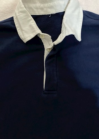 s/m Beden Defacto Mavi Pamuklu Uzun Kollu Polo sweat