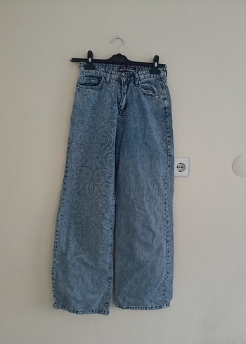 Trendyol & Milla Geniş Kesim Desenli Midi Kot Pantolon