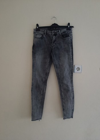 Gri Tie-Dye Yıkamalı Kadın Jean