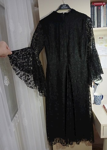 Diğer Siyah Dantel Uzun Kollu Gotik Elbise
