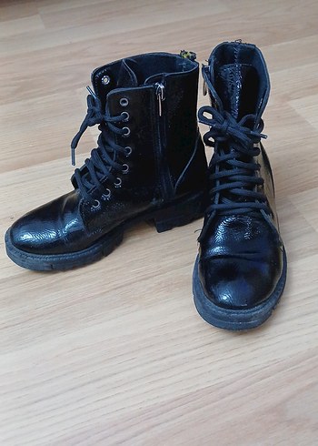 Diğer Siyah Rugan Bağcıklı Goth Stiletto Bot