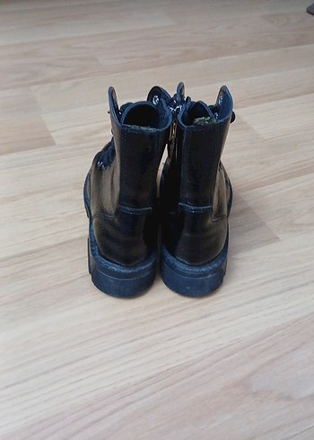 36 Beden Siyah Rugan Bağcıklı Goth Stiletto Bot